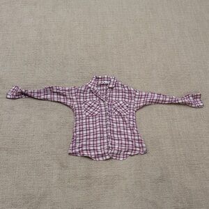 CAbi Lavender and White Plaid Button-Down Shirt